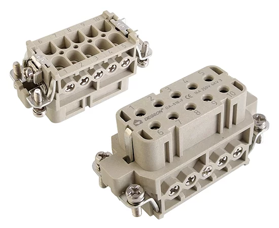 DA-010-F RoHS || Insert with female contacts, size 10A, 10 poles+PE, 16A, 250V