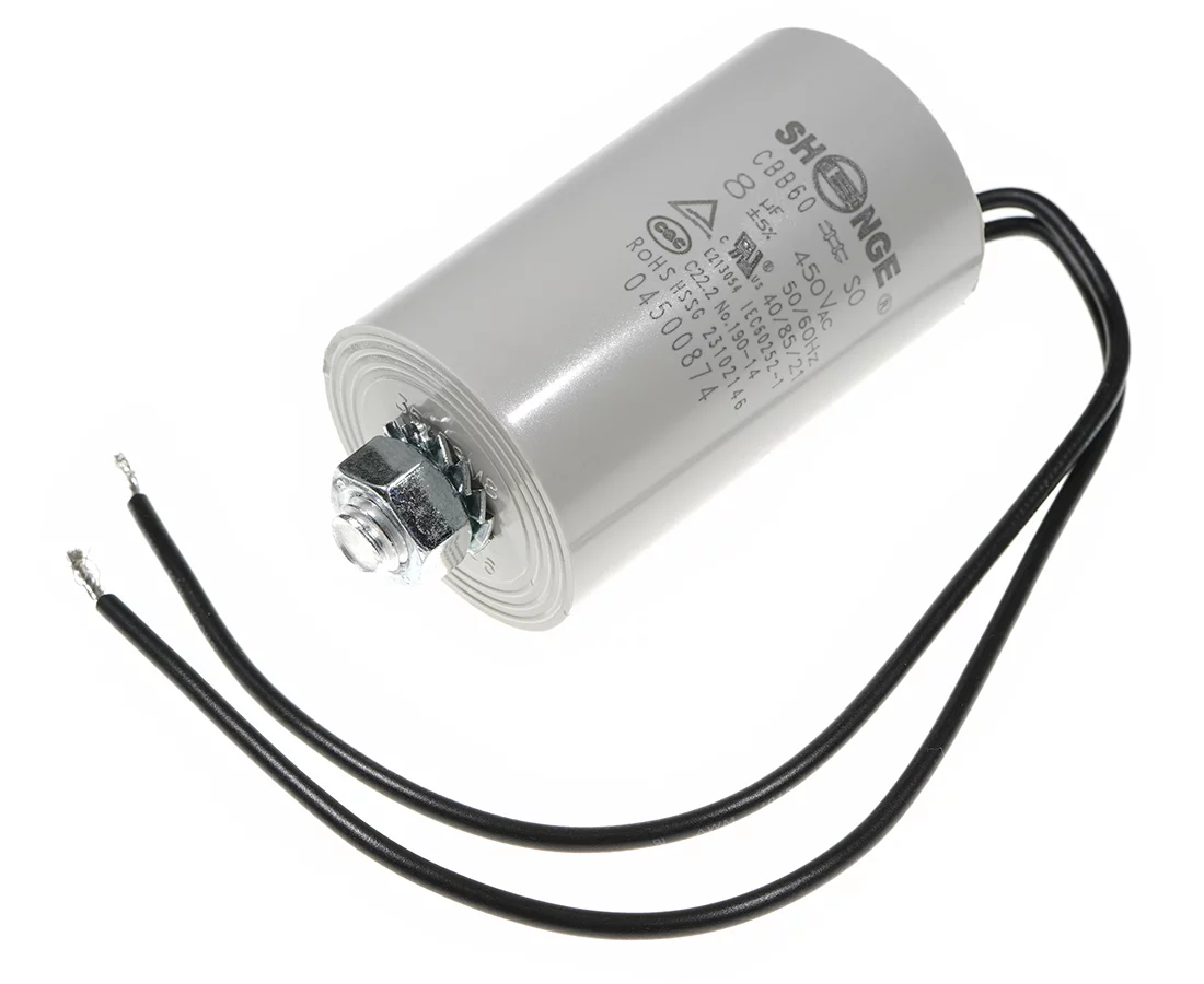 CBB60 045008B3 35*58M8 UL1015 8uF/450 || CBB60 35*58M8 UL1015 8uF/450VAC SHENGE Motor starting capacitor