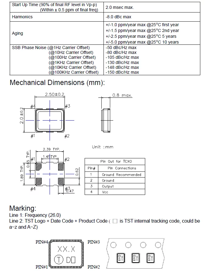 OSC&nbsp;26.000MHz&nbsp;2.5x2.0&nbsp;TCXO