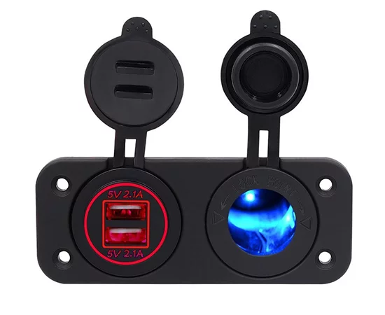 Car charger 2x 5V 2.1A plus cigarette lighter socket