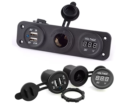 Car charger 2x 5V 2.1A plus voltmeter