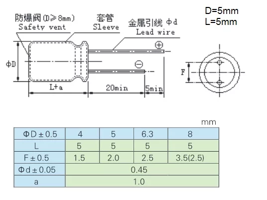 10uF 35V 5x5mm Electrolytic capacitor