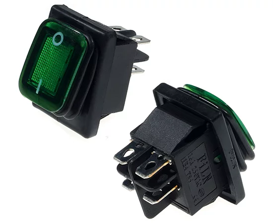 KCD4-201N-4 Green 230V RoHS || MIRS4201N-4g; illuminated; rocker switch;