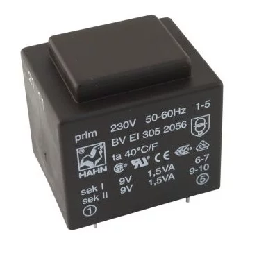 BVEI3052056 || Transformator zalewany 3.0VA 230V/2x9V 2x167mA Ta=70°C