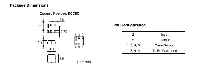 SAW FILTER 869MHz 6SMD 3.0x3.0