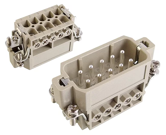 DA-010-M RoHS || Insert with male contacts, size 10A, 10 poles+PE, 16A, 250V