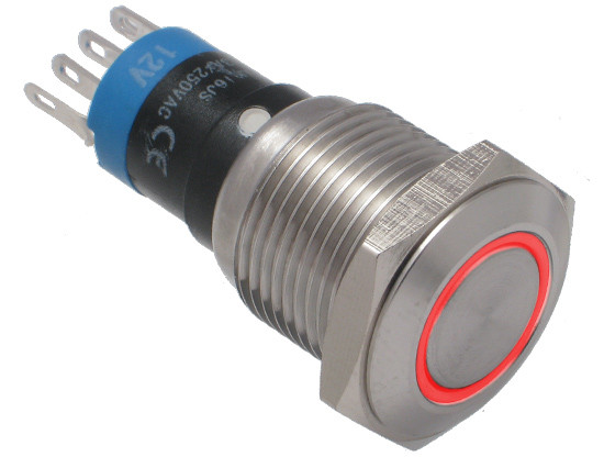 Vandal proof push button switch; W16F21ER12/S