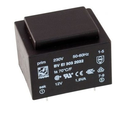 Encapsulated transformer  1.9VA 230V/12V 158mA Ta=70°C