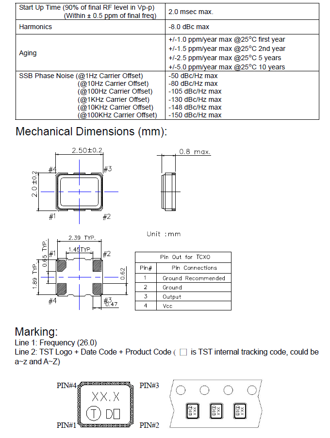 OSC 26.000MHz 2.5x2.0 TCXO