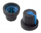 Knob 14,02x16mm; shaft diameter: 5mm; black; colour pointer: blue