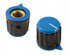Knob 15x15mm; shaft diameter: 6mm; black; cap colour: blue