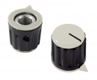 Knob 15x15mm; shaft diameter: 6mm; black; cap colour: white
