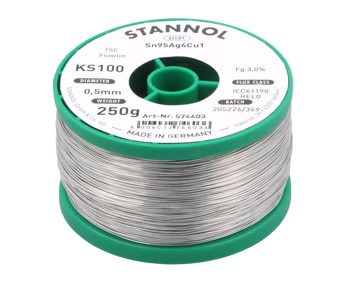 574603 Sn95Ag4Cu1 0.50mm 0.25kg Stannol