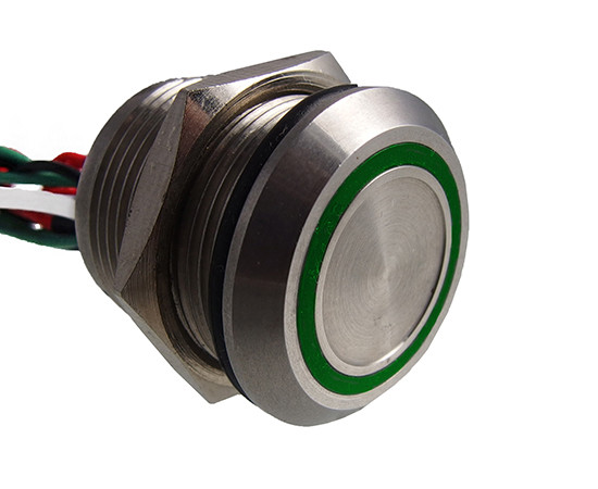 Piezoelectric switch WPS193C10YEG12T/SS 19mm, momentary NO/OFF-(ON)