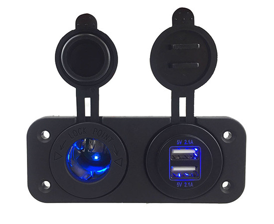 Ładowarka samochodowa 2x 5V 2.1A plus gniazdo zapalniczki