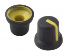 Knob 14,6x16mm; shaft diameter: 6mm; black; colour pointer: yellow