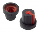 Knob 14,02x16mm; shaft diameter: 5mm; black; colour pointer: red