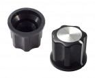 Knob 14x17mm; shaft diameter: 6mm; black; cap colour: silver