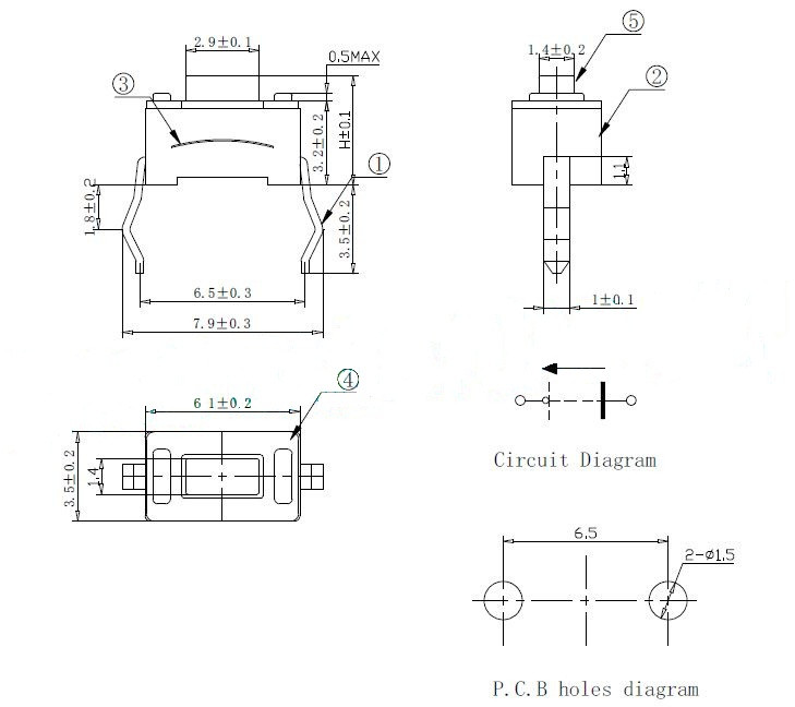 KAN3511B TACTRONIC Tact switch