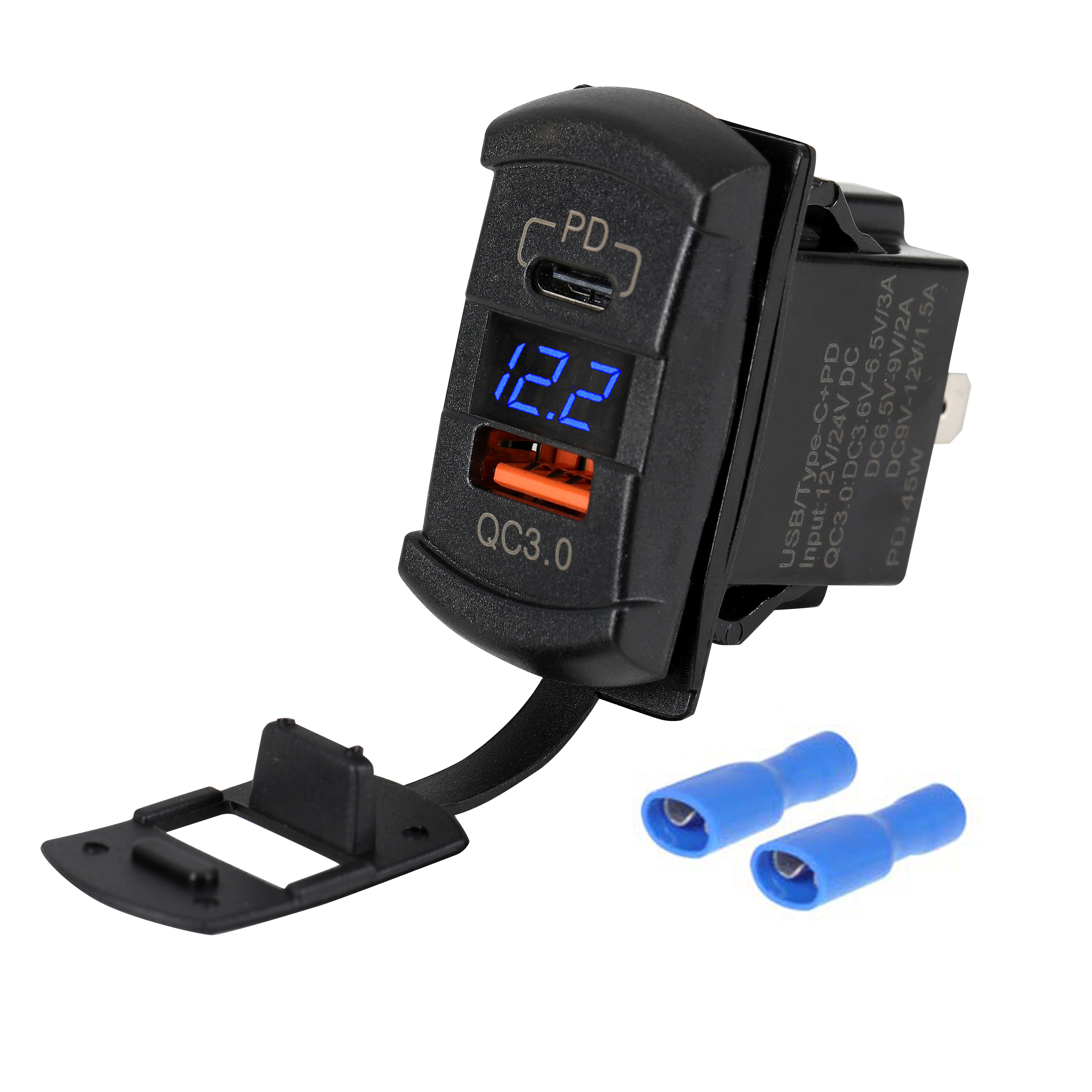 Autoladegerät USB 3.0 + Typ-C-Voltometer