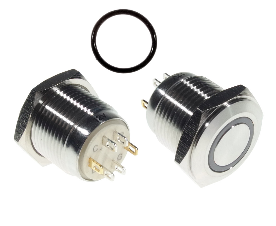 Vandal proof push button switch; W16F11ERGB12/S+