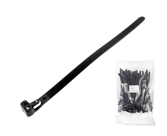 Kabelbinder mit Öffnungsmöglichkeit 150x7,6mm schwarz