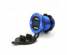 Dual USB charger socket power USB; 2x3.0A + voltmeter; blue; round