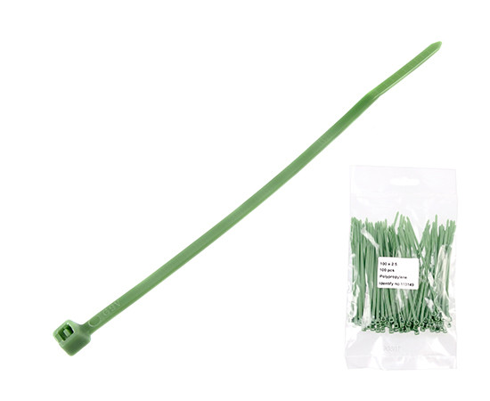 Cable tie with durability to chemicals and UV 100x2.5mm green