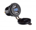 Dual-USB-Ladebuchse, rund, Voltmeter mit blauer LED-Digitalanzeige