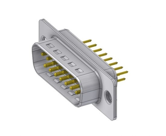 male D-Sub 15pin for PCB, straight, DELTRON