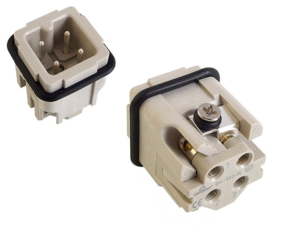 Insert with male contacts, size 3A, 3 poles+PE, 10A, 250V