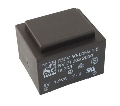 Encapsulated transformer  1.9VA 230V/6V 316mA Ta=70°C