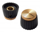 Knob 15,7x19,5mm; shaft diameter: 6,3mm; black; cap colour: gold