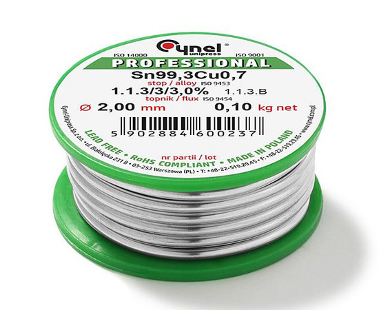 Sn99,3Cu0,7-2,00-100G Cynel