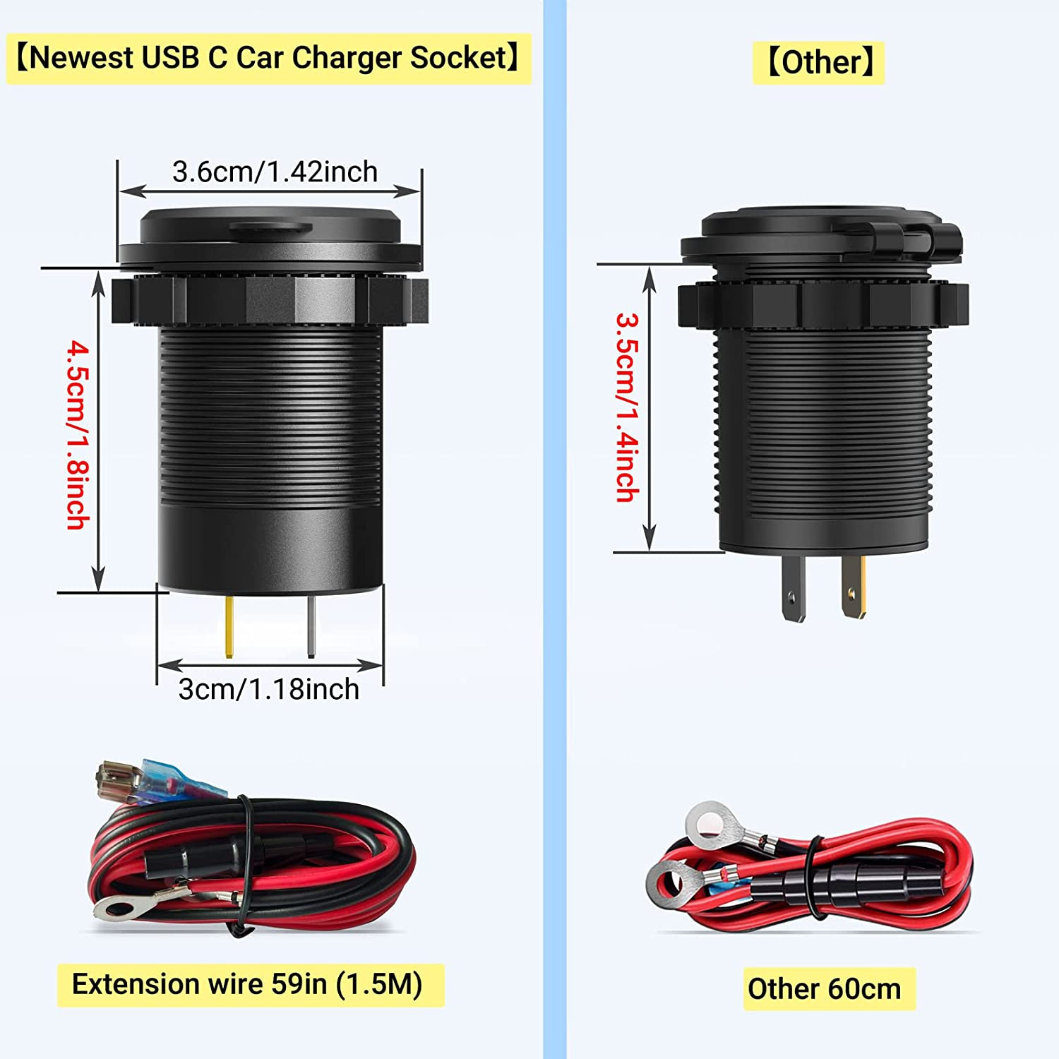 Car charger USB 3.0 + 2x type C
