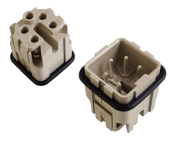 Insert with male contacts, size 3A, 4 poles+PE, 10A, 250V